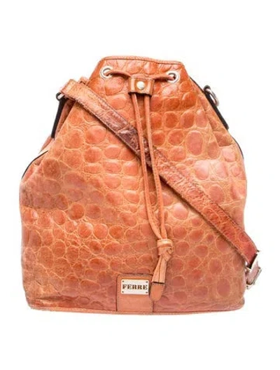 Pre-owned Gianfranco Ferre Leather Bucket Bag In Orange