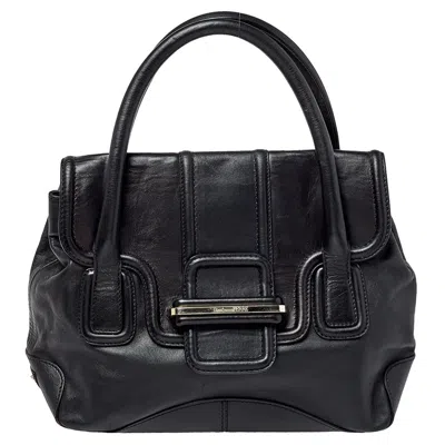 Gianfranco Ferre Nylon And Leather Buckle Shoulder Bag In Black