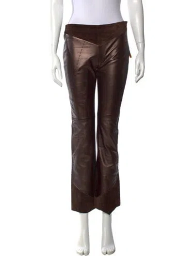 Pre-owned Gianfranco Ferre Leather Flared Pants In Brown/metallic