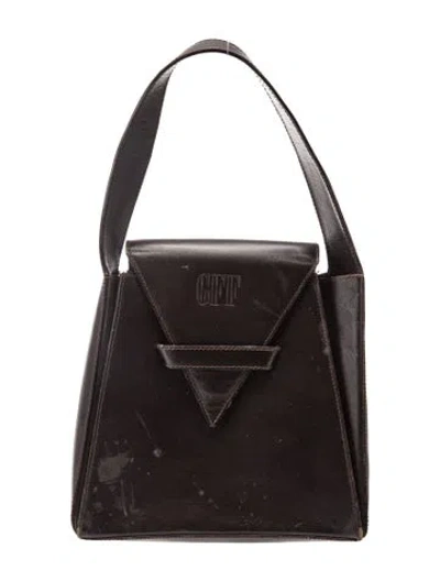 Pre-owned Gianfranco Ferre Leather Top Handle Bag In Black