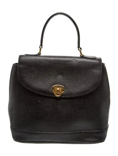 Pre-owned Gianfranco Ferre Leather Top Handle Bag In Black