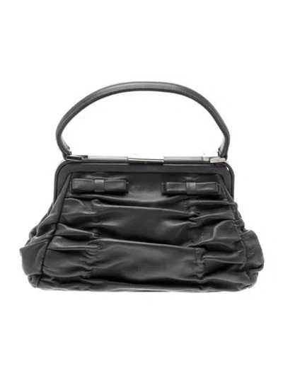 Pre-owned Gianfranco Ferre Leather Top Handle Bag In Black