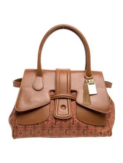Pre-owned Gianfranco Ferre Leather Top Handle Bag In Brown