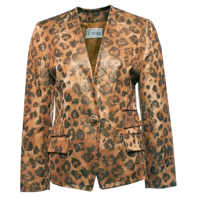 Pre-owned Gianfranco Ferre , Leopard Blazer With Lurex. In Brown