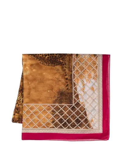 Pre-owned Gianfranco Ferre Leopard-print Cotton Scarf In Pink