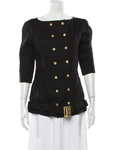 Pre-owned Gianfranco Ferre Linen Blazer In Black