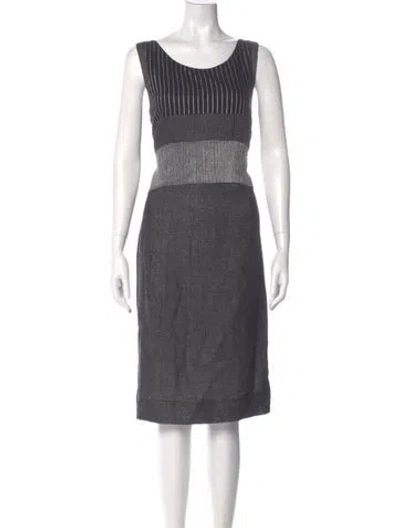 Pre-owned Gianfranco Ferre Linen Midi Length Dress In Gray