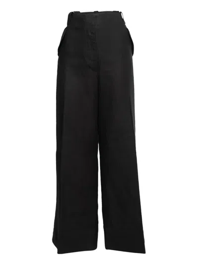 Pre-owned Gianfranco Ferre Linen Trousers In Black
