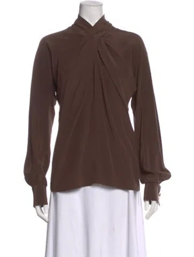 Pre-owned Gianfranco Ferre Long Sleeve Blouse In Brown