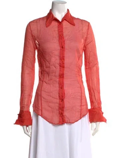 Pre-owned Gianfranco Ferre Long Sleeve Blouse In Orange/pink