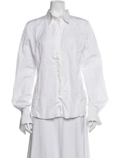 Pre-owned Gianfranco Ferre Long Sleeve Blouse In White