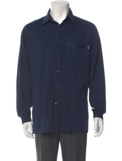 Pre-owned Gianfranco Ferre Long Sleeve Button-up Top In Blue
