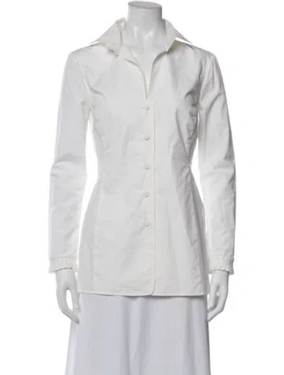 Pre-owned Gianfranco Ferre Long Sleeve Button-up Top In Neutrals
