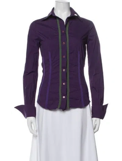 Pre-owned Gianfranco Ferre Long Sleeve Button-up Top In Purple