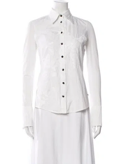 Pre-owned Gianfranco Ferre Long Sleeve Button-up Top In White
