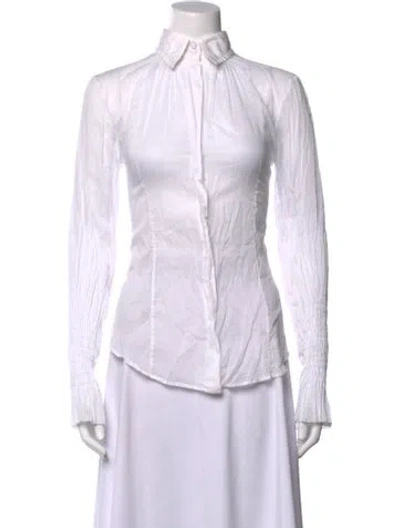 Pre-owned Gianfranco Ferre Long Sleeve Button-up Top In White