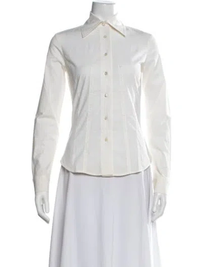 Pre-owned Gianfranco Ferre Long Sleeve Button-up Top In White
