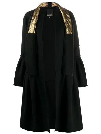 Pre-owned Gianfranco Ferre Metallic-effect Layered Coat In Black