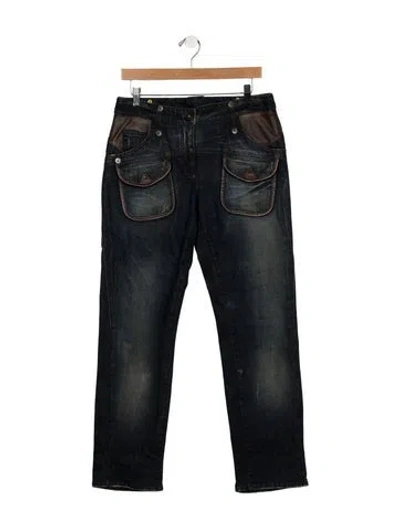 Pre-owned Gianfranco Ferre Mid-rise Straight Leg Jeans In Blue