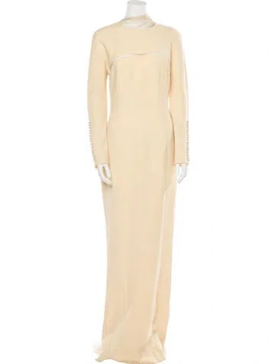 Pre-owned Gianfranco Ferre Mock Neck Long Dress In Neutral