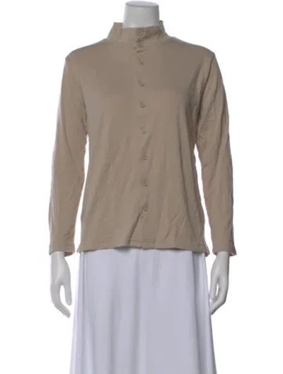 Pre-owned Gianfranco Ferre Mock Neck Long Sleeve Button-up Top In Neutral