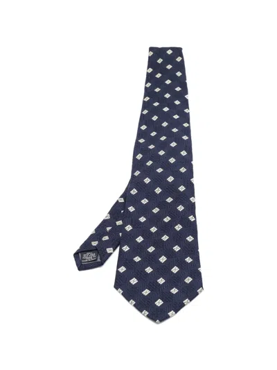 Pre-owned Gianfranco Ferre Navy Blue Silk Jacquard Tie