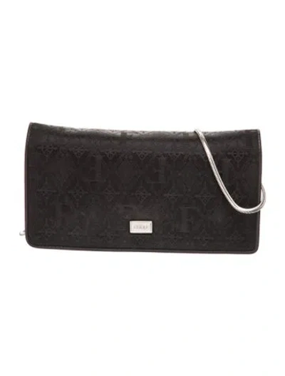 Pre-owned Gianfranco Ferre Nylon Clutch Vintage In Black