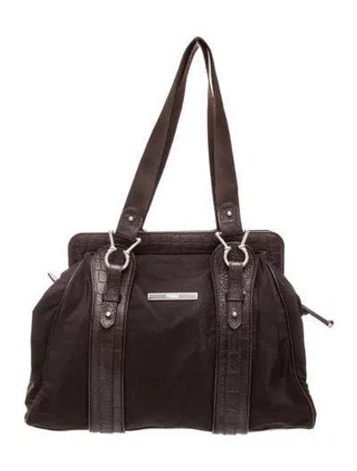 Pre-owned Gianfranco Ferre Nylon Shoulder Bag In Brown