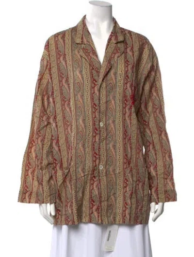 Pre-owned Gianfranco Ferre Paisley Print Long Sleeve Button-up Top In Brown