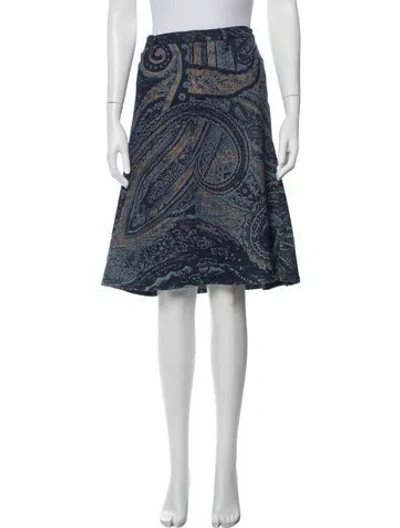 Pre-owned Gianfranco Ferre Paisley Print Midi Length Skirt In Blue