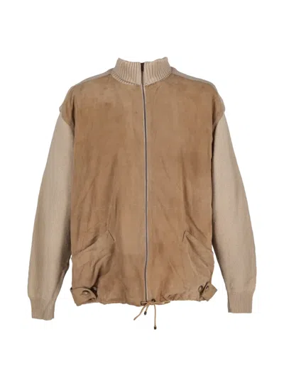 Pre-owned Gianfranco Ferre Panelled Suede Jacket In Neutral