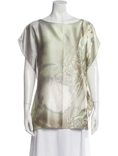 Pre-owned Gianfranco Ferre Patterned Bateau Neckline Top In Green