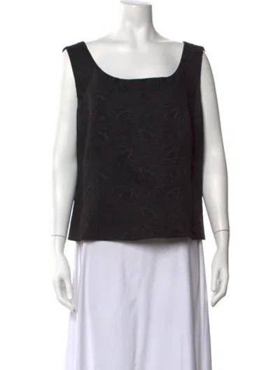 Pre-owned Gianfranco Ferre Patterned Square Neckline Top In Black