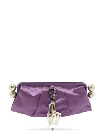 Pre-owned Gianfranco Ferre Pleat-detail Satin Clutch Bag In Purple
