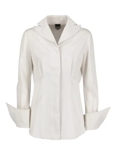 Pre-owned Gianfranco Ferre Pleated-collar Shirt In White