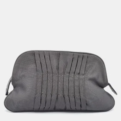 Pre-owned Gianfranco Ferre Pleated Grey Fabric Clutch In Gray
