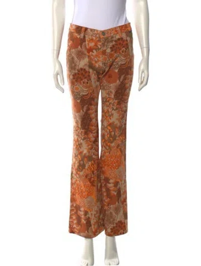 Pre-owned Gianfranco Ferre Printed Flared Pants In Orange