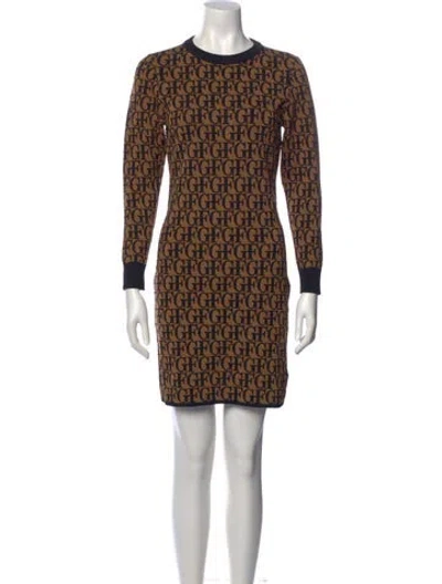 Pre-owned Gianfranco Ferre Printed Mini Dress W/ Tags In Brown