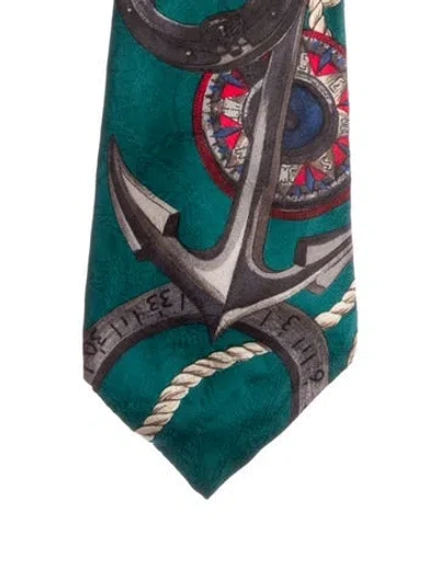 Pre-owned Gianfranco Ferre Printed Tie In Green