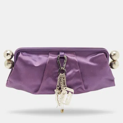 Pre-owned Gianfranco Ferre Purple Satin Charm Frame Clutch