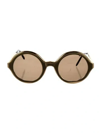 Pre-owned Gianfranco Ferre Round Tinted Sunglasses In Black/gold