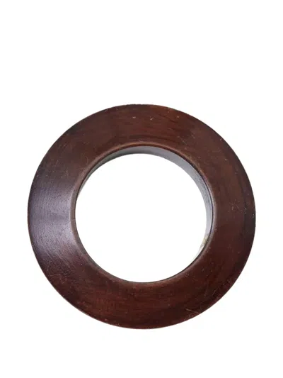 Pre-owned Gianfranco Ferre Round Wooden Bangle In Brown