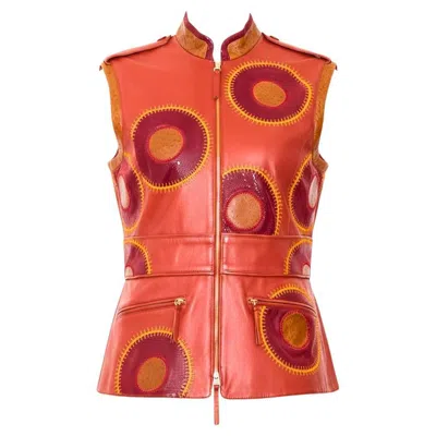 Pre-owned Gianfranco Ferre Runway Gianfranco Ferré Sculptural Lambskin Leather Vest - Spring/summer 2004 In Orange