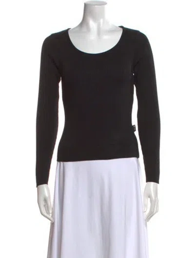 Pre-owned Gianfranco Ferre Scoop Neck Long Sleeve Top In Black