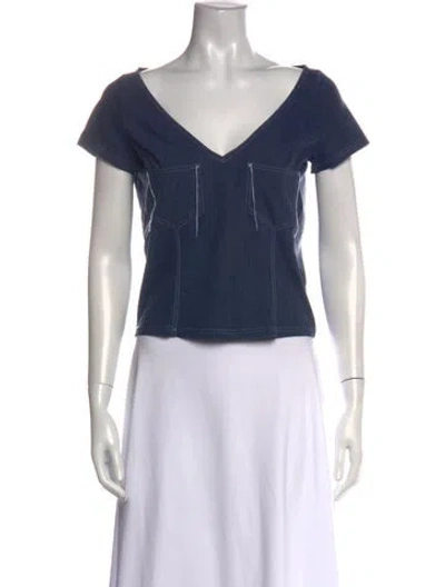 Pre-owned Gianfranco Ferre Scoop Neck Short Sleeve Top In Multi