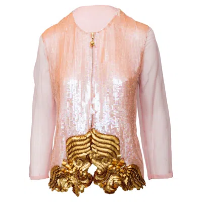 Pre-owned Gianfranco Ferre Gianfranco Ferré Sequined Sheer Jacket - '90s In Sand