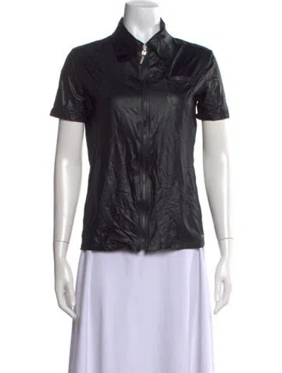 Pre-owned Gianfranco Ferre Short Sleeve Button-up Top W/ Tags In Black