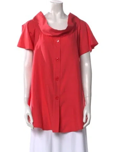 Pre-owned Gianfranco Ferre Silk Cowl Neck Button-up Top In Orange