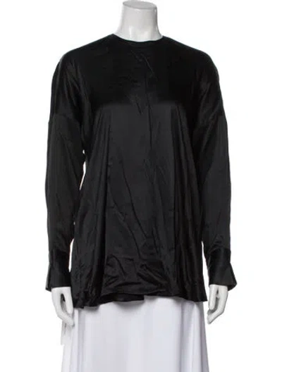 Pre-owned Gianfranco Ferre Silk Crew Neck Top In Gray
