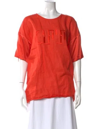 Pre-owned Gianfranco Ferre Silk Crew Neck T-shirt In Orange